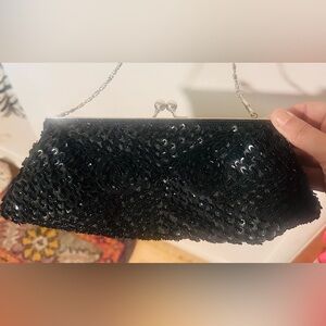 Elegant Beaded Black Evening Clutch